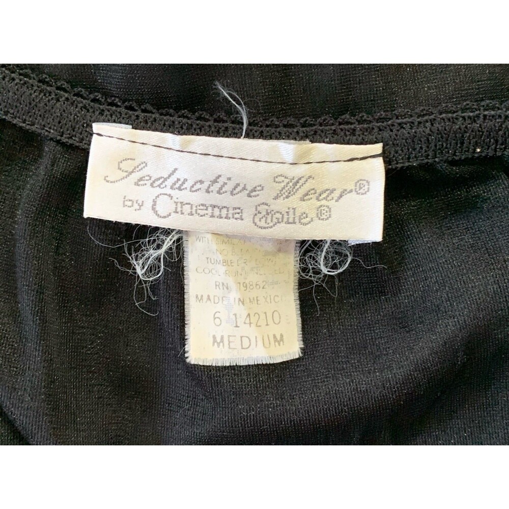 VTG Y2K Cinema Etoile Black Sheer Babydoll Chemise Negligee Medium Sexy Romantic - Picture 2 of 15